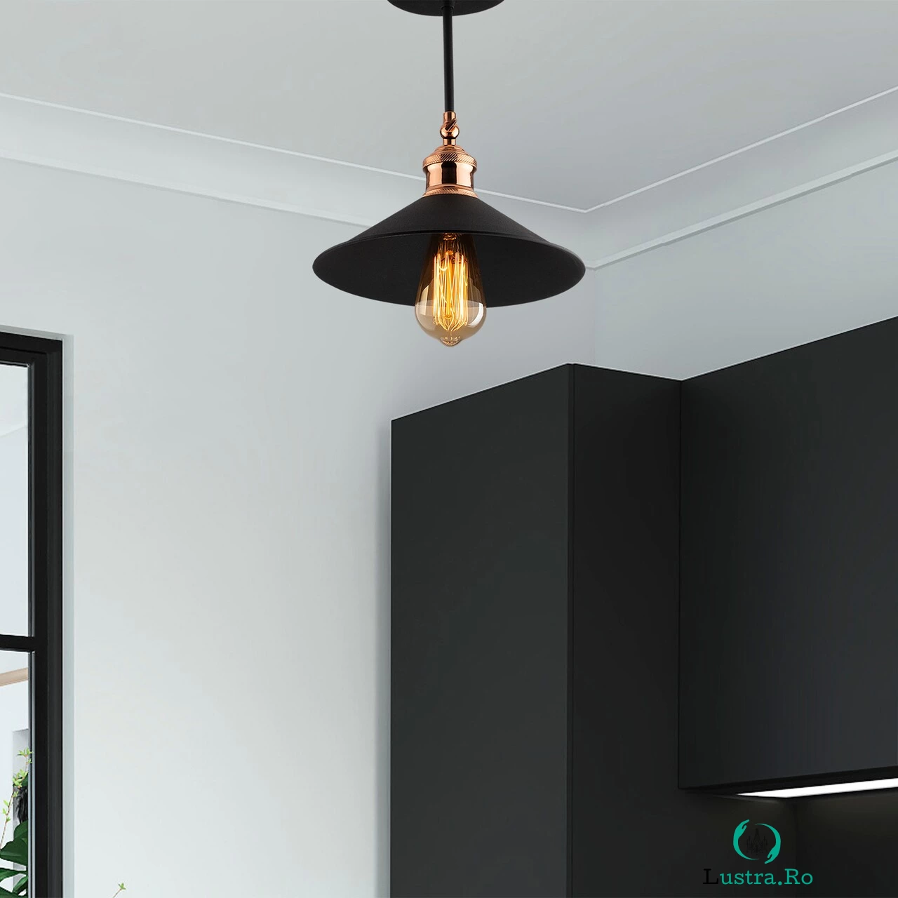 Lustra, Berceste - N-657, Alby, 24 x 31 cm, 1 x E27, 40W, negru la 155.00 lei ron