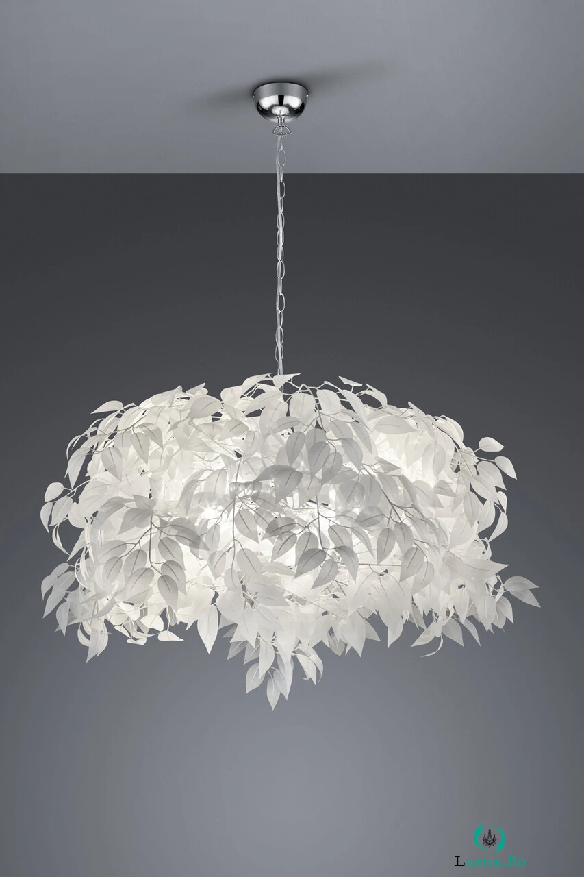 Lustra Leavy, RL, 70x150 cm, 28W, 4x E14, metal, alb/argintiu