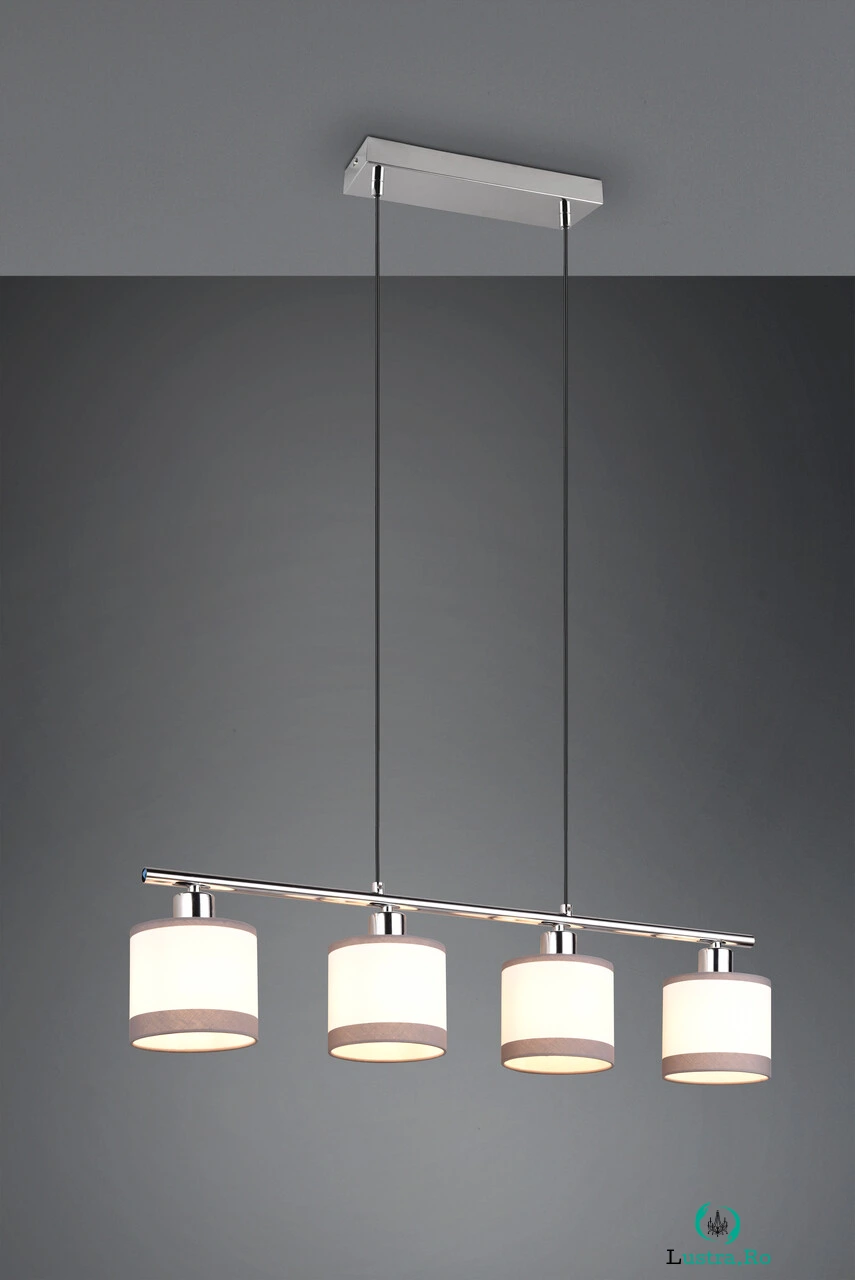 Lustra Davos, RL, 75x12x150 cm, 10W, 4x E14, metal, gri/alb la 399.00 lei ron