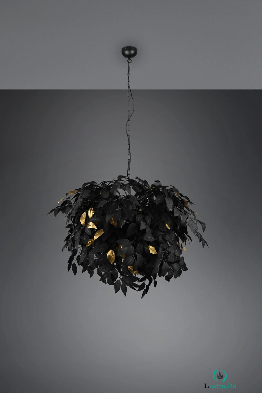 Candelabru Leavy, RL, 70x150 cm, 28W, 4x E14, metal, negru mat/auriu